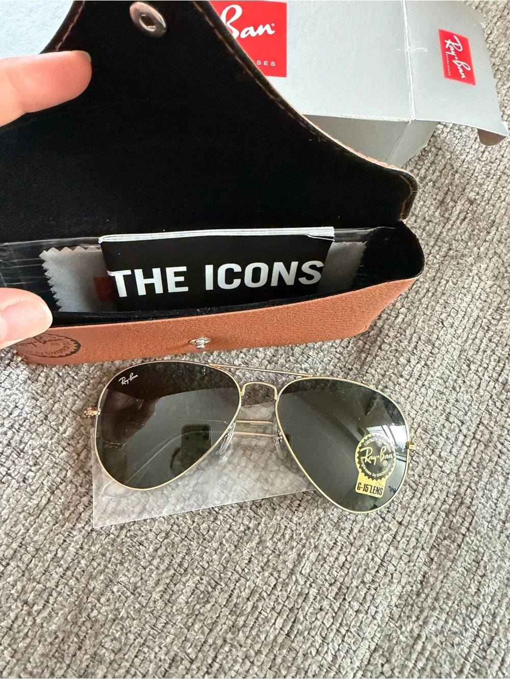 Ray-Ban Gold Frame Sunglasses with Green Lenses
